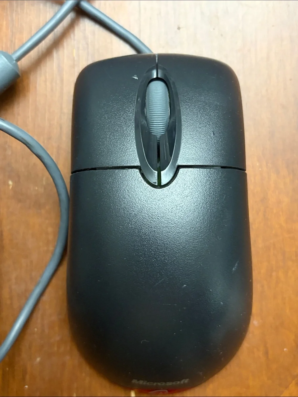 Microsoft Black USB Wired Mouse/PS2 compatible with Gray Cable and Red Accent